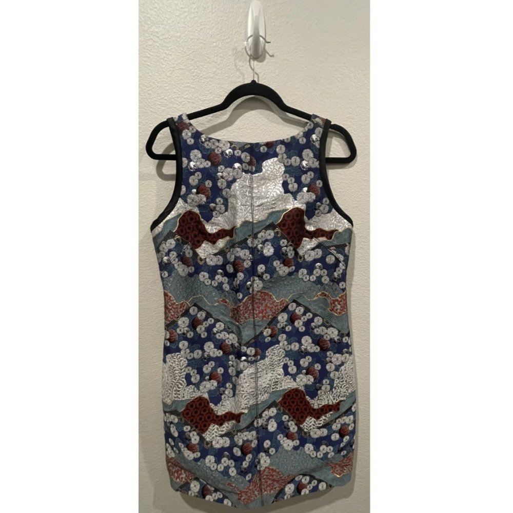PROENZA SCHOULER Metallic Silver Blue Sleeveless Mini Dress